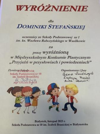 Konkurs plastyczny międzyszkolny ''Przyjaźń w przysłowiach i powiedzonkach''